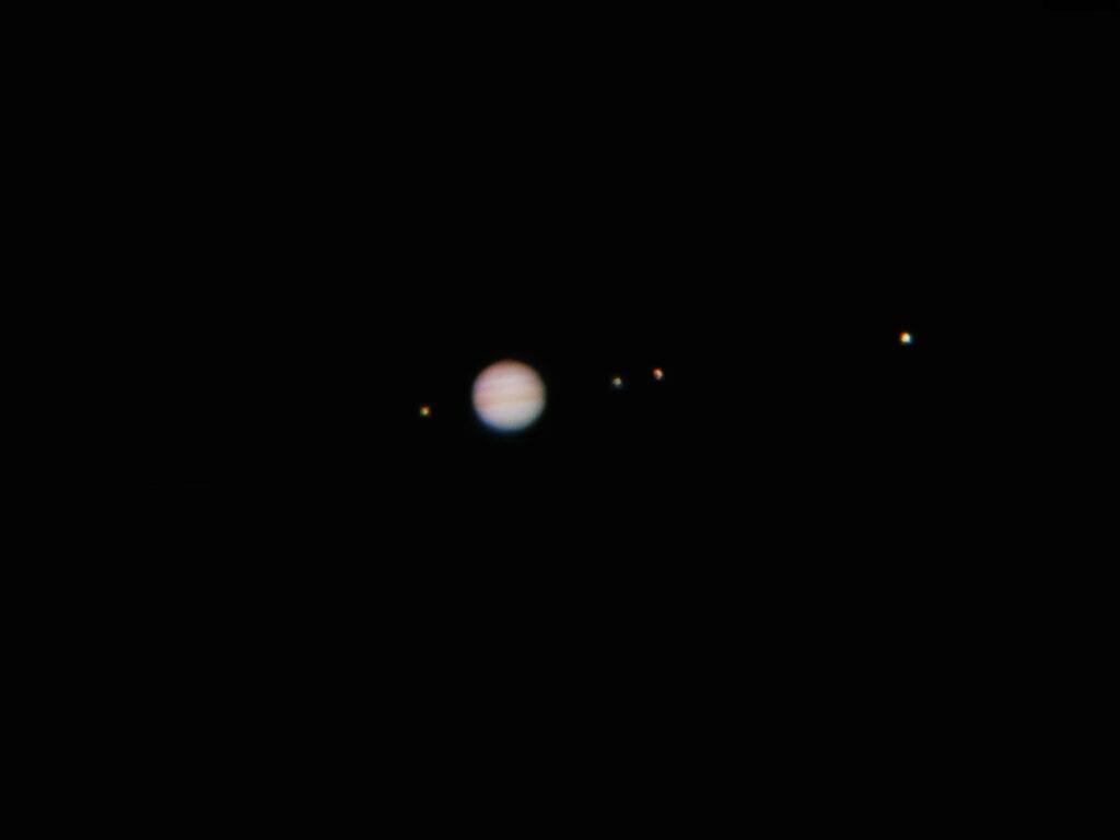 Observe Jupiter and Galilean moons with the appropriate telescope magnification.