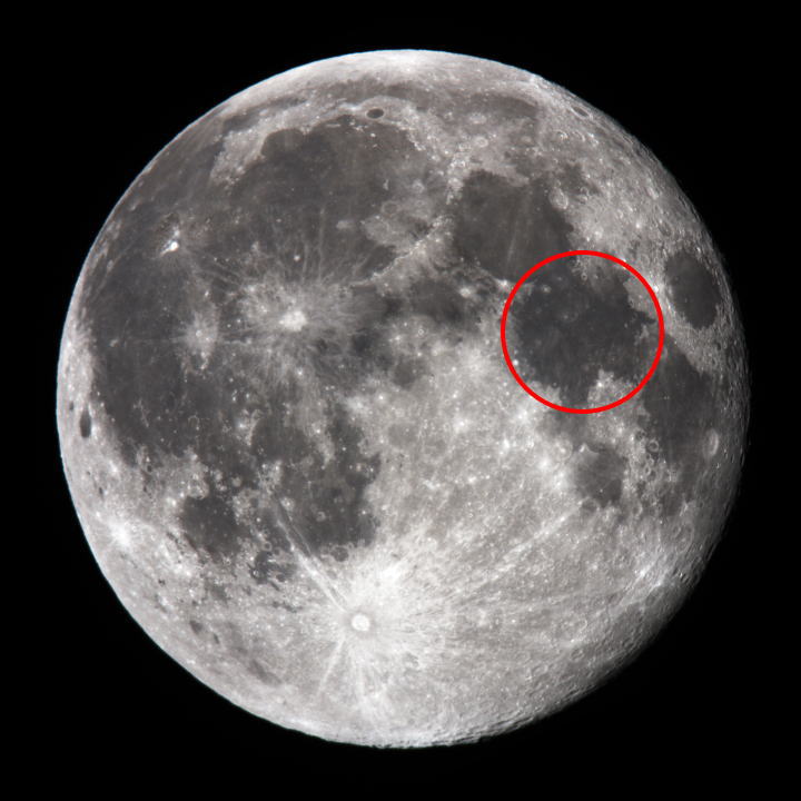 Location of Mare Tranquilliatitis to show what is on the moon.